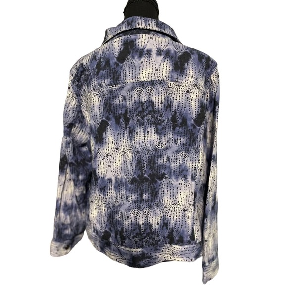 CJ Banks Tie-Dye Polka Dot Denim Jacket X | Women’s Lightweight Jean Jacket - Picture 3 of 6